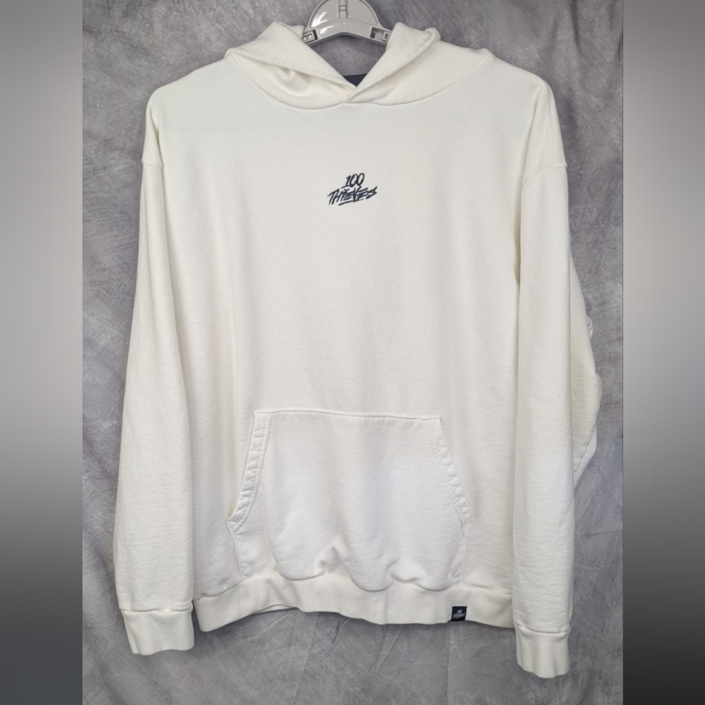 100 Thieves 2XL White Hoodie Heavyweight EUC